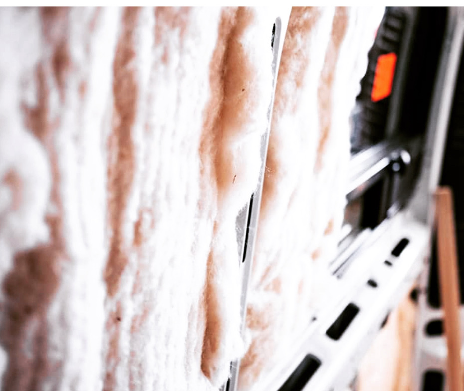 Natural insulation material fitted inside a van cavity